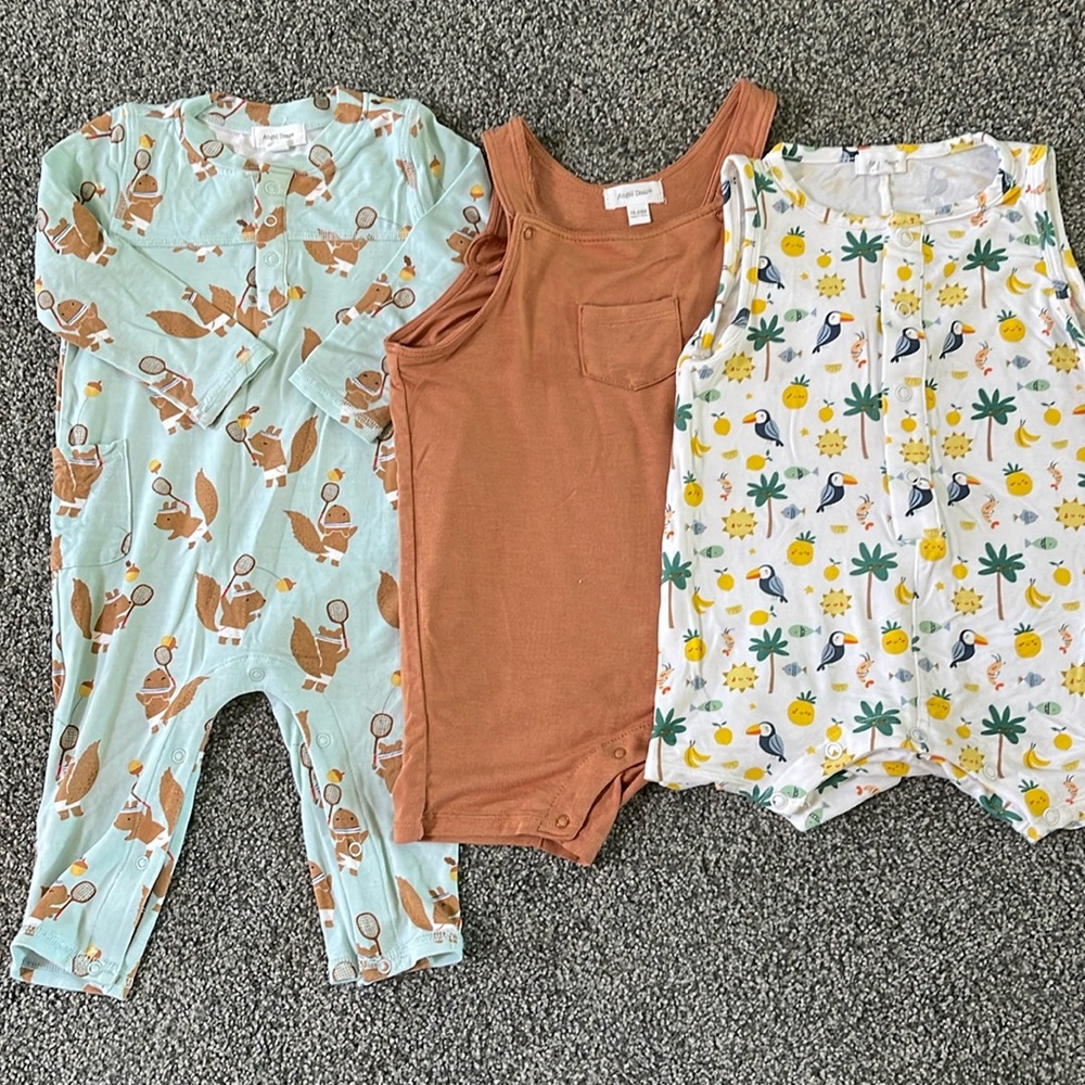 ANGEL DEAR onesies /rompers. Size 6-12 months, 12-18 months and 18-24 months.